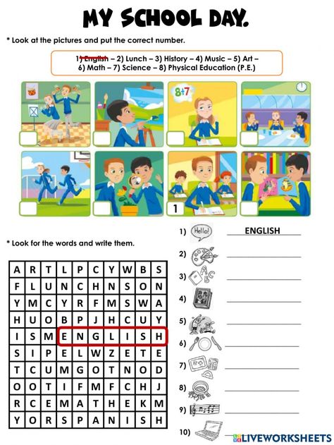 Subject Worksheet, Primary School Activities, English Primary School, School Places, School Suplies, School Timetable, Grammar For Kids, School Jobs, The Worksheet