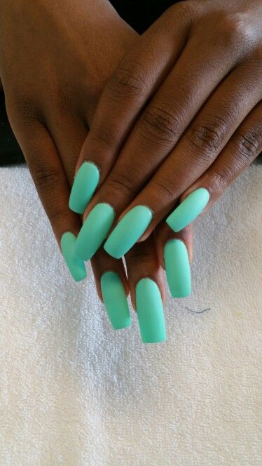 Matte teal Light Teal Nails, Teal Nails Acrylic, Teal Acrylic Nails, Blue Matte Nails, Gel French Manicure, Teal Nails, Turquoise Nails, Solid Color Nails, Manicure Gel