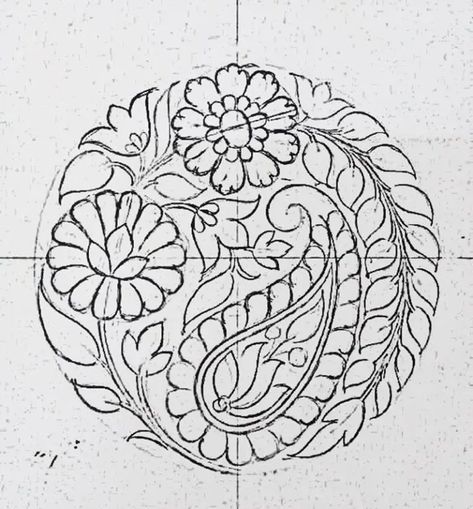 Beautiful Round mango Florar design sketch - Designsketch.in Alekhan Design In Circle, Embroidery Sketch, Embroidery Motif, Big Rangoli Designs, Flower Drawing Design, Flower Art Drawing, Jewelry Design Drawing, Border Embroidery Designs, Embroidery Motifs