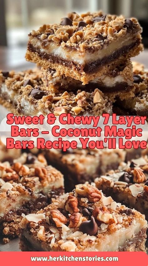 Love coconut? These 7 Layer Bars - Coconut Magic Bars are a must-try! Layers of flavor in every bite! Coconut Magic Bars, Layer Bars Recipe, Magic Bars Recipe, 7 Layer Bars, Layer Bars, Magic Bars, 7 Layer, 7 Layers, Bars Recipe