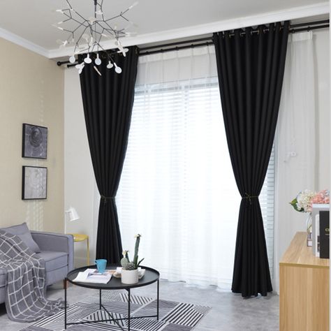 Black Curtains Bedroom, Black Curtains Living Room, Black White Curtains, White Curtains Living Room, White Curtains Bedroom, Curtains Style, Curtains Living Room Modern, House Background, Black And White Living Room