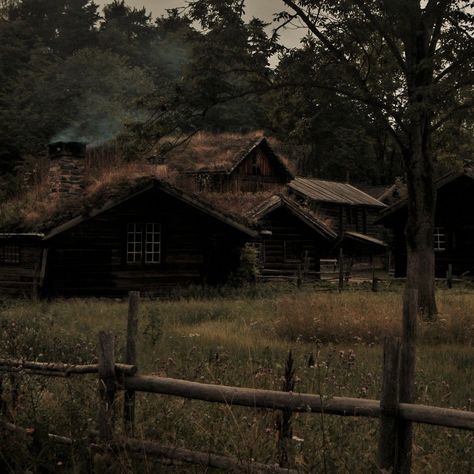 Blackbird Aesthetic, Dark Naturalism, Cabin Aesthetic, Medieval Aesthetic, Cottage Aesthetic, Medieval Houses, Dark Cottagecore, Cottage In The Woods, Cabin In The Woods