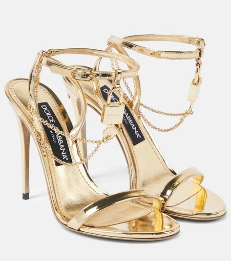 105 Chain Detail Mirrored Leather Sandals in Silver - Tom Ford | Mytheresa Dolce And Gabbana Heels, Gold Stiletto Heels, Tom Ford Shoes, Ankle Strap Sandals Flat, Cute Clothing Stores, Prom Heels, Boot Jewelry, Woman Style, Gold Heels