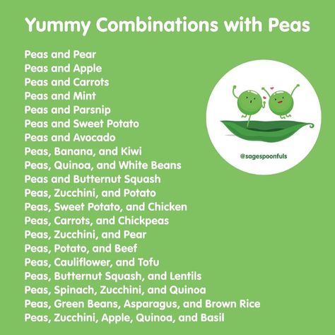 Baby Purée Combinations, Carrot Puree Combinations, Green Pea Puree, Baby Purée Recipes, Puree Combinations For Baby, Pea Puree Baby Food, Sweet Potato Puree Combinations, Peas Baby Food Recipe, Homemade Babyfood Puree