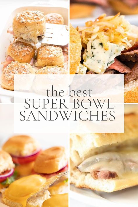 80 of the Best Super Bowl Recipes | Julie Blanner Superbowl Sub Sandwiches, Sandwiches For Super Bowl, Superbowl Sandwich Ideas, Super Bowl Sandwich Ideas, Super Bowl Party Main Dish, Julie Blanner Recipes, Super Bowl Main Dish Recipes, Super Bowl Main Dish, Supper Bowl Food