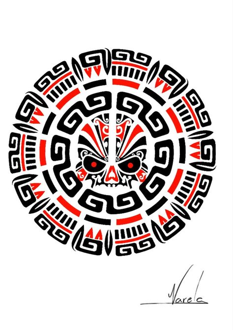 Aztec Circle Design, Badger Tattoo, Circle Tattoo Design, Calf Tattoo Ideas, Crocodile Tattoo, Aztec Tattoos Sleeve, Aztec Tattoos, Sugar Skull Artwork, Nightmare Before Christmas Tattoo