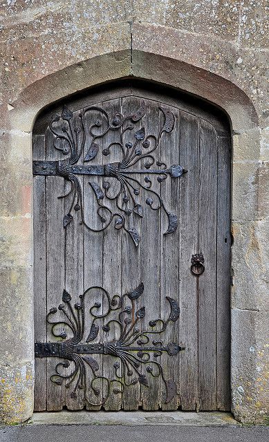 Inspiration.  Only cause I don't think it would work on a craftsman or ranch style home or it could and I will call my house "The Shire". No compliants there. Medieval Door, When One Door Closes, Cool Doors, Iron Work, Old Doors, Unique Doors, Beautiful Doors, Closed Doors, Door Knockers