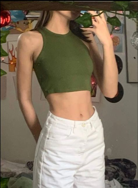 Green Fits, Green Tank Top, Green Tank, Fitness Inspo, Fit Inspo, White Jeans, White Shorts, Jean Shorts, Tank Top