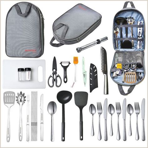 Ironsten Camping Cooking Utensils Set Camp Kitchen Equipment Portable Picnic Cookware Kit Bag Campfire Grill Utensil Gear Ess Camping Cooking Utensils, Campfire Grill, Camping Utensils, Camper Kitchen, Grilling Utensils, Camping Cooking, Camping Kit, Kitchen Kit, Tent Campers