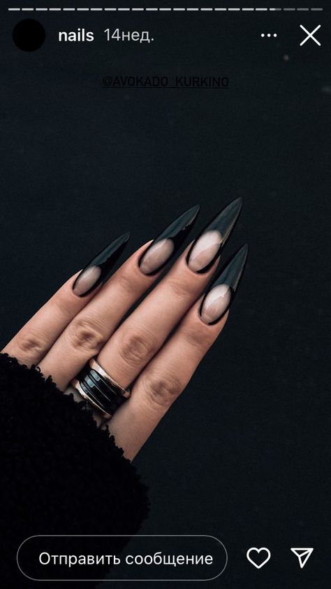 Black Reptile Nails, Neutral Goth Nails, Nails From The 90s, Chloe Kardashian Nails, Dark Pointy Nails, Demon Nails Acrylic, Gothic Pedicure, Moody Nail Salon, Red Black Chrome Nails