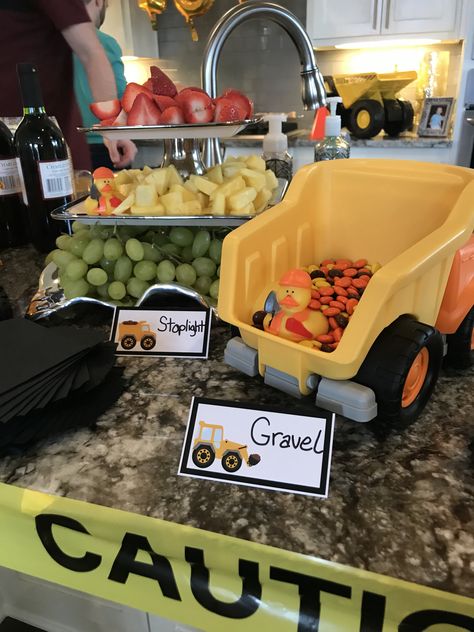 Lauren Nicholsen, Home Depot Party, Construction Site Birthday Party, Construction Party Food, Construction Themed Party, Construction Birthday Party Food, Dump Truck Birthday Party, Dump Truck Birthday, Construction Theme Birthday Party