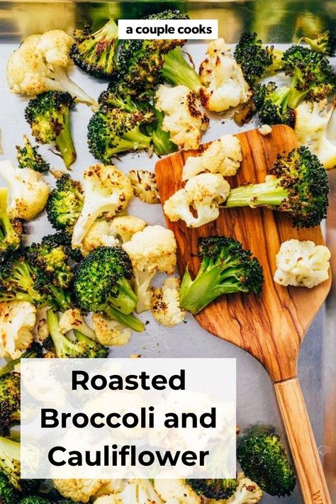 Roasted broccoli and cauliflower is an irresistibly easy side dish! Here's how to roast the two vegetables to perfection. #broccoli #cauliflower #roastedbroccoli #roastedcauliflower #roastedbroccoliandcauliflower #sidedish #easysidedish #vegansidedish #healthysidedish Side Dishes Broccoli, Roasted Broccoli And Cauliflower, Best Roasted Vegetables, Daniels Fast, Cauliflower And Broccoli, Vegan Info, Recipes Cauliflower, Christmas Vegan, Broccoli And Cauliflower