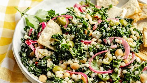 Scoop it Up Kale Couscous Salad | Ambitious Kitchen Kale Couscous, Refreshing Salads, Lemon Garlic Salmon, Side Salads, Salad With Feta, Beautiful Salad, Ambitious Kitchen, Couscous Salad, Fun Salads