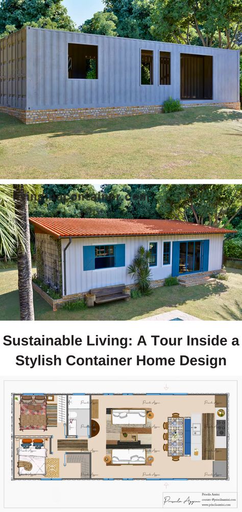 Discover a charming farmhouse crafted from shipping containers, blending traditional aesthetics with modern sustainability and innovation. #shippingcontainerhomes #architecture #containerhouse #containerhousedesign #containerhouseideas #containercabin #tinyhousedesign #containerhomes #housedesign #beforeandafterhome Small Container House Design Ideas, How To Build A Container Home, Container Small House, Container Farmhouse Design, C Can House, Small Shipping Container Homes, Container House Design Ideas, Container Home Floor Plans, Container House Ideas