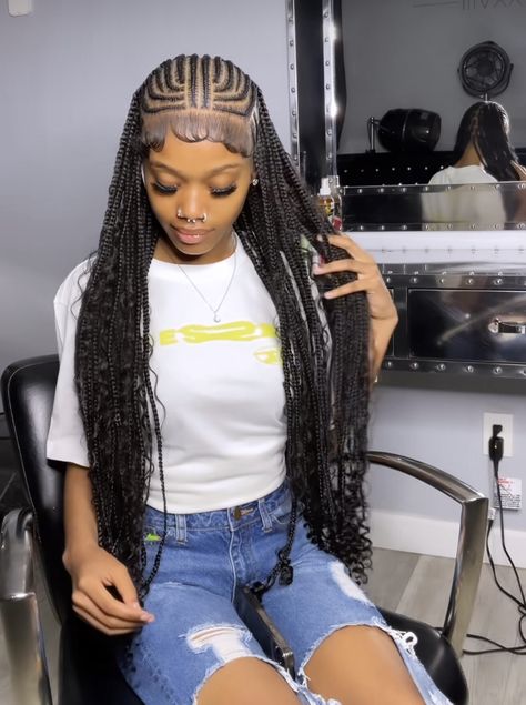 Weave Cornrows Hairstyles, Cornrow Front Box Braid Back, Hair Styles Braids Black, Weave Hairstyles Braided, Braided Hairstyles For Black Women Cornrows, Beautiful Black Hair, Black Ponytail Hairstyles, Goddess Braids Hairstyles, Quick Natural Hair Styles