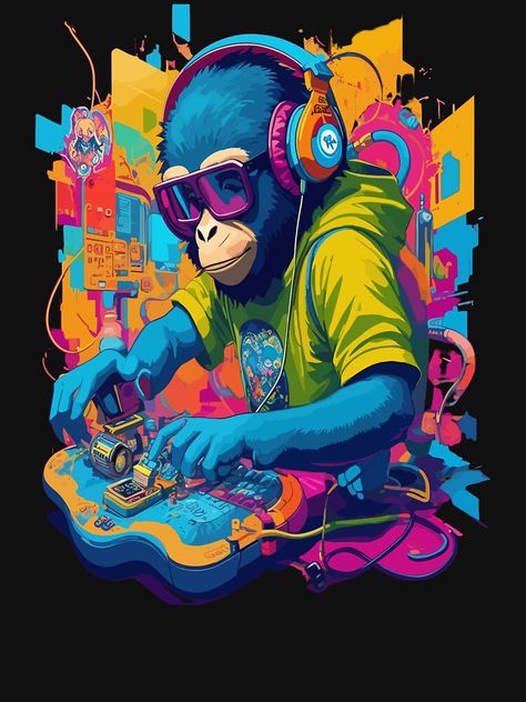 Monkey With Cymbals, Monkey Graphic Design, Monkey On Motorcycle, Monkey Shirt Funny, Monkey T Shirt, Monkey Print, Monkey Design, Monkey Business, Graffiti Styles