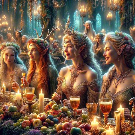 Celebrating amongst friends. #valkyrieandnymph #fantasy #fantasyart #fantasybooks #fantasyai #aifantasyart #aiart #aiartwork #aiartcommunity #ai #digitaldrawing #digitalartist #digitalpainting #digitalillustration #digitalcreator Fantasy Sisters, Fantasy Celebration, Elf Images, Fae Art, Wiccan Art, E.t Art, Beautiful Angels Pictures, Angel Pictures, Fantasy Movies