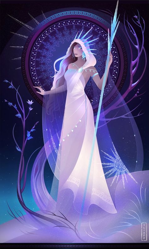 Nix, deusa do inverno Greek Goddess Art, Greek Gods And Goddesses, Greek Mythology Art, Roman Mythology, Mythology Art, Goddess Art, Egyptian Gods, 판타지 아트, Greek Goddess