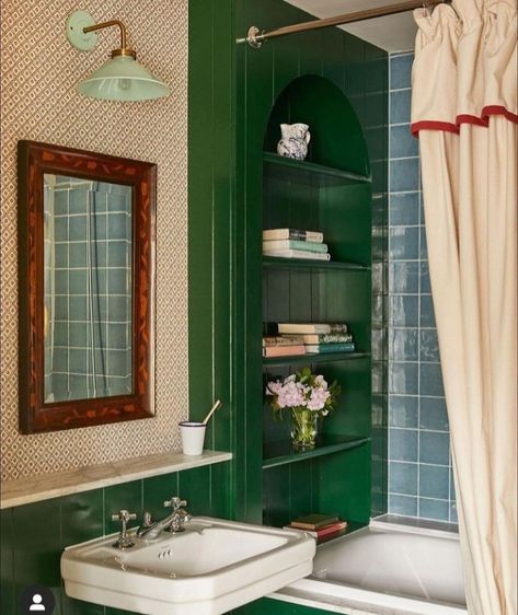 Ivy League Interior Design, Mad About The House, Barbie Dreamhouse, Inspiring Interiors, Pedestal Sink, Upstairs Bathrooms, Bathroom Inspo, Green Bathroom, House Inspo