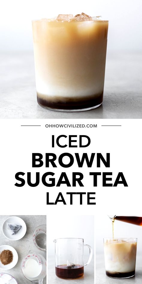 Iced Tea Latte, Black Tea Recipe, Brown Sugar Simple Syrup, Iced Latte Recipe, Tea Latte Recipe, Milk Tea Recipes, Tea Drink Recipes, Brown Sugar Syrup, Homemade Tea