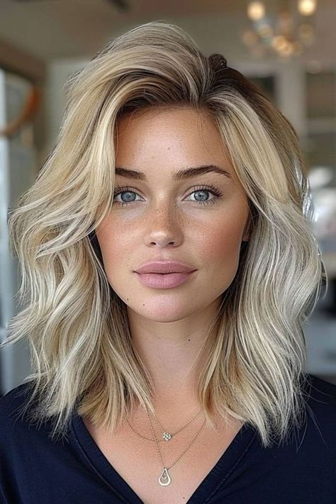 Choppy Layers hairstyle Longbob Hair, Choppy Haircuts, Glam Hair, Short Blonde Hair, Long Blonde Hair, Shoulder Length Hair, Medium Length Hair Cuts, Hair Transformation, Fine Hair