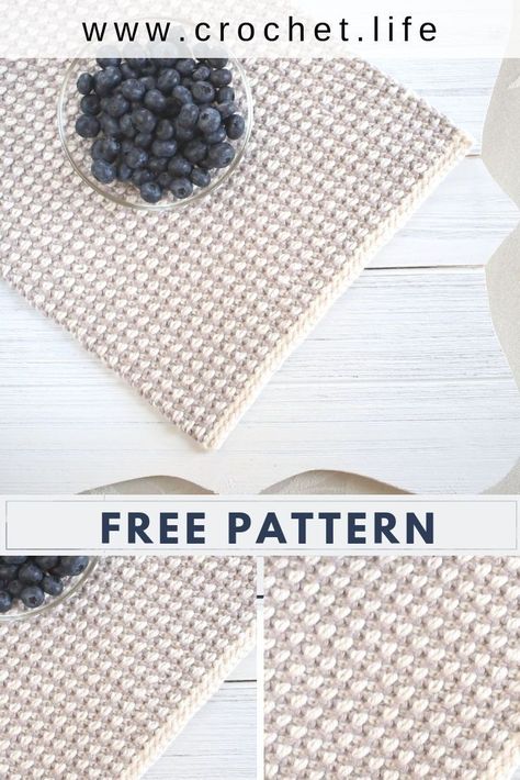 This gorgeous crochet placemat pattern is a perfect way to add beauty to your table. An easy free crochet pattern that is cute, fast, fun, and a great crochet gift. #CrochetPlacemat #Placemat #CrochetPattern #FreeCrochetPattern Crochet Placemat Pattern, Crocheted Placemats, Placemat Crochet, Placemats Pattern, Placemat Patterns, Crochet Placemat, Crochet Placemat Patterns, Crochet Table Mat, Ribbed Crochet