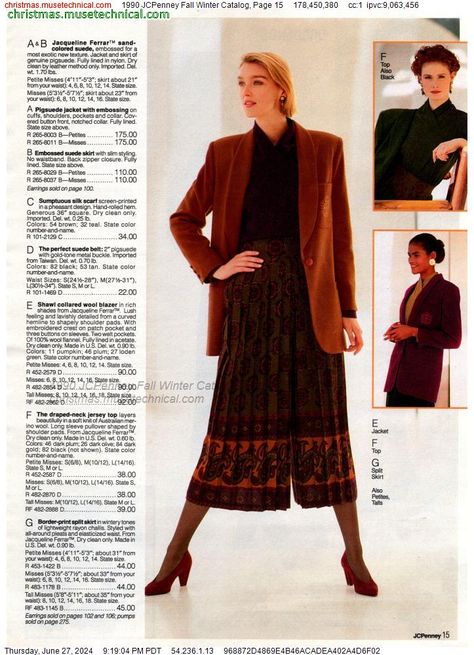 1990 JCPenney Fall Winter Catalog, Page 15 - Catalogs & Wishbooks 1990s Fashion, Vintage Inspired Outfits, Vintage Inspired, Fall Winter, Long Sleeve Dress, Outfit Inspirations, Silk, Knitting