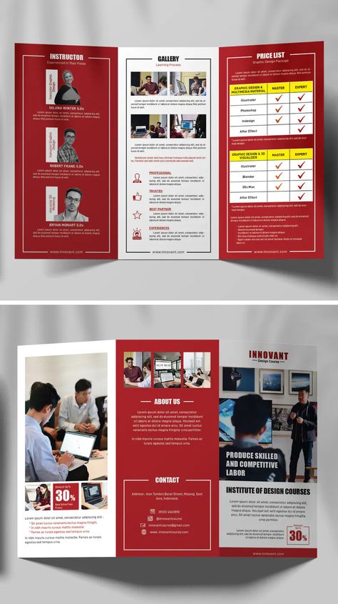 Course / Class Trifold Brochure Template Course Brochure Design, Coffee Brochure, Leaflet Ideas, Course Brochure, Magazine Cover Layout, Cover Layout, Course Design, Brochure Design Layout, Modern Brochures