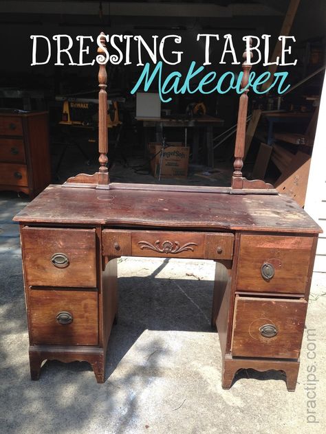 43-Mile Dressing Table Makeover Vanity Upcycle, Dressing Table Makeover, Furniture Dressing Table, Bedroom Vanity, Table Makeover, Left Out, Yard Sale, Dressing Table, Vanity