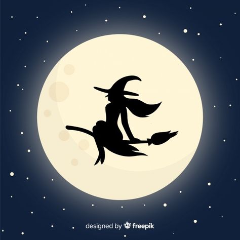 Moon and witch background Free Vector | Free Vector #Freepik #freevector #background #party #halloween #celebration Witch Background, Witch Flying On Broom, Fiesta Halloween, About Moon, Halloween Party Poster, Mystic Symbols, Halloween Party Flyer, Witch Characters, Witch Tattoo