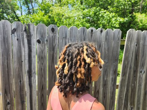 Locs With Blonde Highlights, Locs With Highlights, Locs Blonde, Instant Locs, Curly Locs, Blonde Dreads, Blonde Streaks, Highlights Blonde, Loc Journey