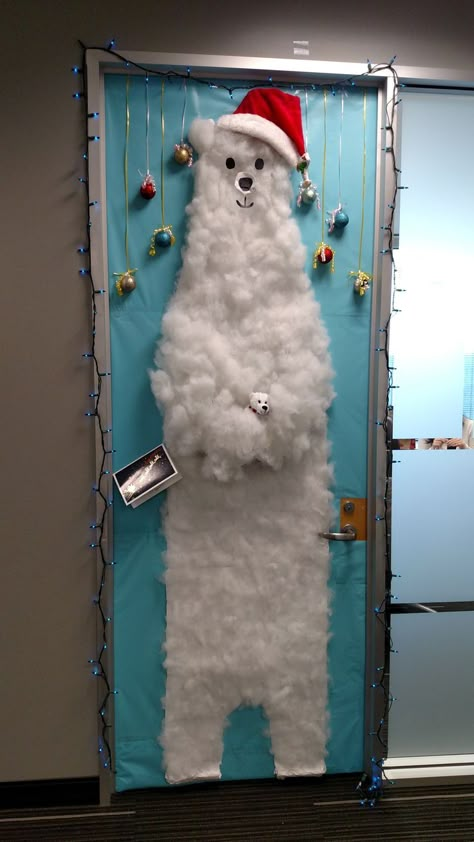 Polar Bear and cub #holidaydecorations #2014 Arctic Vbs, Christmas Door Ideas, Christmas Door Decorating, Christmas Doors, Christmas Classroom Door, Christmas Door Decorating Contest, Door Decorating Contest, Classroom Christmas, Door Decorating