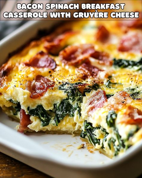 Bacon Spinach Breakfast Casserole with Gruyère Cheese: A Hearty Morning Delight – Foodyhealthylife Spinach And Gruyère Breakfast Casserole, Egg Bake Casserole With Bacon, Bacon Egg Spinach Casserole, Gruyere Egg Bake, Farmhouse Breakfast Casserole, Egg Bacon Cheese Casserole, Egg Casserole Brunch, Egg Bacon Casserole, Breakfast Bacon Casserole