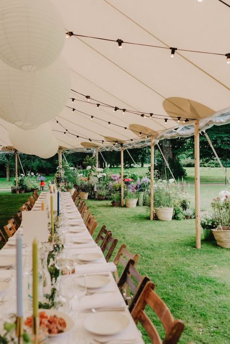 Midsommer Theme Wedding, How To Do A Backyard Wedding, Garden Wedding Casual, Wedding Tent Alternatives, Tent Wedding Colorful, Garden Wedding Uk, Summer Wedding Tent, Outdoor Wedding With Tent, Southern Backyard Wedding