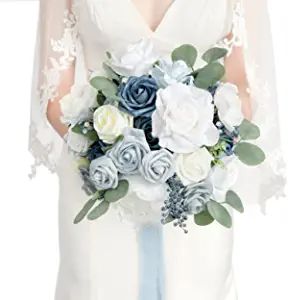 Amazon.com: Ling's moment 11 Inch Artificial Wedding Bouquets for Bride Bridal Bouquet Bridesmaid Bouquet Tossing Bouquet for Wedding Ceremony Anniversary Bridal Shower, Elegant Dusty Blue : Home & Kitchen Tossing Bouquet, Blue Wedding Receptions, Brides Flowers Bouquet, Bridal Bouquet Bridesmaid, Bouquet For Wedding, Bridal Bouquet Blue, Artificial Wedding Bouquets, Blue Bride, Bouquet Bridesmaid