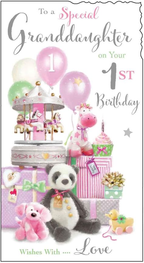 Happy 1st Birthday Granddaughter Wishes, Happy 1st Birthday Granddaughter, Birthday Granddaughter, Panda Teddy, 1st Birthday Wishes, Granddaughter Quotes, Birthday Verses For Cards, Birthday Wishes For Kids, 1st Birthday Card