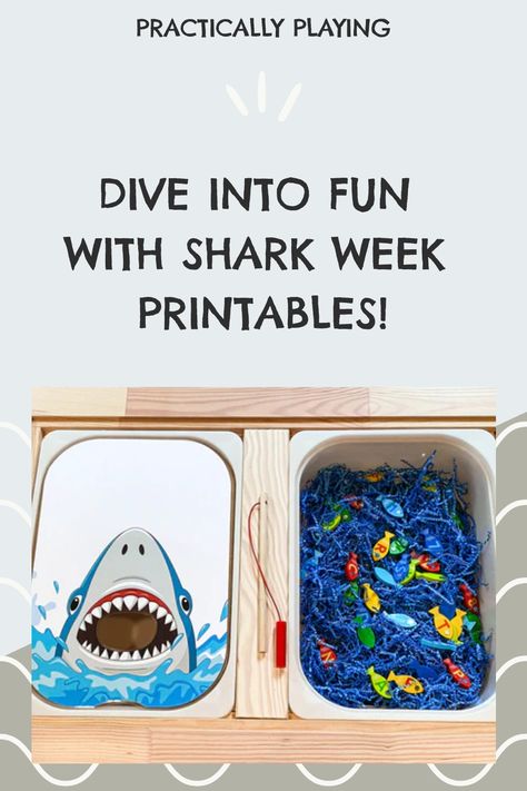 Dive into the deep sea of fun with these jaw-some Shark Week printables and activities! Get your little ones excited about sharks with engaging shark-themed games, puzzles, and coloring sheets. Whether it's exploring shark flisat inserts or creating a sensory play experience with shark toys, this collection is perfect for hands-on learning. Feed The Shark, Shark Food, Playing Ideas, Shark Books, Sensory Bin Play, Shark Activities, Shark Games, Magnetic Fishing Game, Save The Sharks