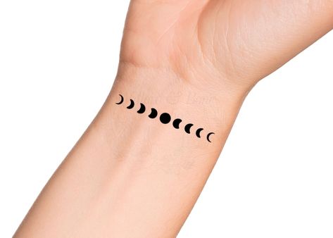 Moon Phases Temporary Tattoo Choose Your Color Minimalist - Etsy Australia Small Wrist Tattoo, Small Moon Tattoos, Moon Tattoos, Color Minimalist, Small Wrist Tattoos, Small Envelopes, Wrist Tattoo, Custom Tattoo Design, Custom Tattoo