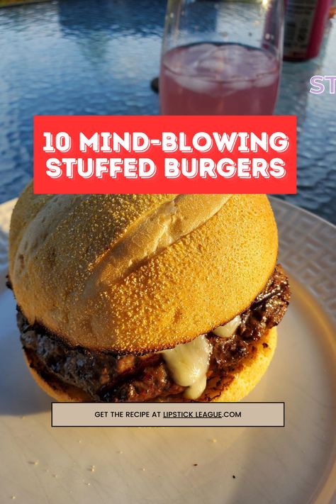 Whether you're craving gooey cheese, smoky bacon, spicy jalapeños, or savory mushrooms, stuffed burgers offer endless possibilities to tantalize your taste buds. Perfect for BBQs, game days, or a gourmet dinner at home, these creative and mouthwatering burgers are sure to impress. Explore our collection of stuffed burger ideas and get ready to elevate your burger game to the next level! Stuffed Burger Ideas, Stuffed Burgers Recipes, Stuffed Burgers On Grill, Stuffed Hamburger Recipes, Stuffed Burger Recipes, Stuffed Hamburgers, Stovetop Burgers, Fancy Burgers, Burger Ideas