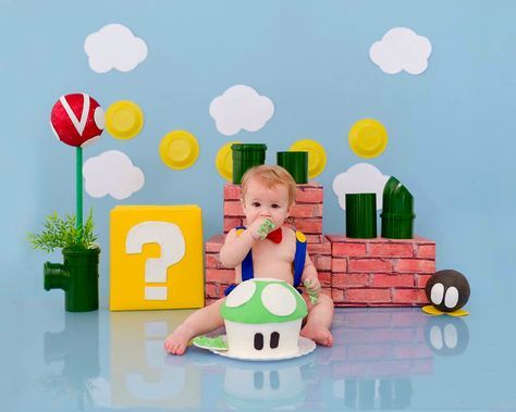 Super Mario First Birthday Party, Mario First Birthday Party, Super Mario Smash, Babies First Words, Super Mario Birthday Party, Mario Birthday Party, Super Mario Birthday, Super Mario Party, First Words