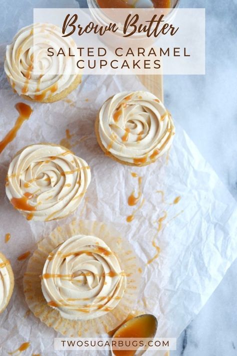 Brown Butter Salted Caramel Cupcakes, Brown Butter Cupcakes Chelsweets, Browned Butter Cupcakes, Salted Caramel Cupcakes Recipe, Brown Butter Salted Caramel Cookies, Brown Butter Cupcakes, Caramel Cupcakes Recipe, Carmel Cupcakes, Caramel Frosting Recipe