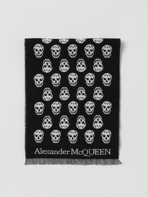 Alexander Mcqueen skull reversible fringed scarf Alexander Mcqueen Skull, Skull Scarf, Cosmetic Items, Alexander Mcqueen Men, Fringe Scarf, Double Face, Alexander Mcqueen, Tartan, Alexander