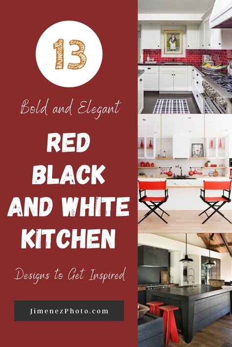 13 Bold and Elegant Red Black and White Kitchen Designs to Get Inspired – JimenezPhoto Black White And Red Kitchen Ideas, Black And Red Kitchen Ideas, Black White And Red Kitchen, Farmhouse Galley Kitchen, Black And White Kitchens, White Kitchen Designs, Black And Grey Kitchen, Kitchen Feature Wall, Red Elements