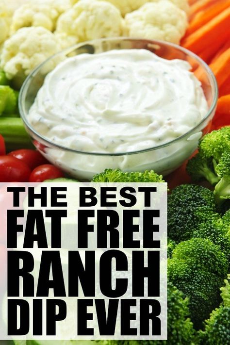 The best fat free ranch dip recipe ever Low Fat Dip For Veggies, Fat Free Lunch Ideas, Greek Nonfat Yogurt Recipes, Fat Free Ranch Dressing Recipe, Fat Free Dressing Recipes, Fat Free Greek Yogurt Recipes, Fat Free Meals, Fat Free Foods, Low Fat Dips