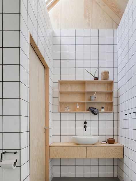 Sweden House, Plywood Shelves, Scandinavian Bathroom, Bad Inspiration, Interior Minimalista, Bath Room, New York Style, House Built, Cheap Decor