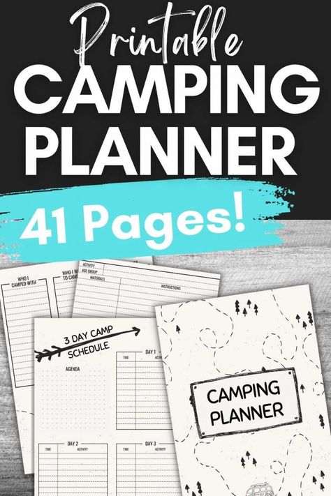 The Ultimate Camping Planner: A Must-Have Printable Planner For Your Next Adventure - RV Camping & Adventure Camping Meal Planner Free Printable, Camping Journal Ideas Free Printable, Camping Binder, Camping Trip Ideas, Rv Necessities, Disney Planning Binder, Camping Meal Planner, Camping Checklist Printable, Camping Planner