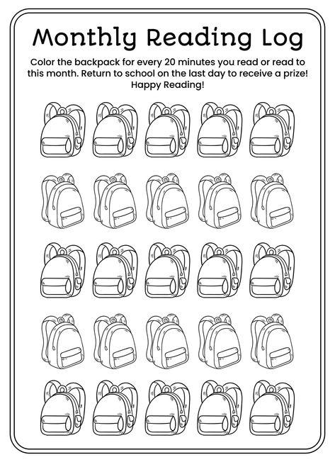 Kindergarten Monthly Reading Log Printable Kindergarten Reading Log, Monthly Reading Log, Monthly Reading Logs, Reading Log Printable, Johannes Gutenberg, Printable Kindergarten, Reading Logs, Reading Day, Reading Log