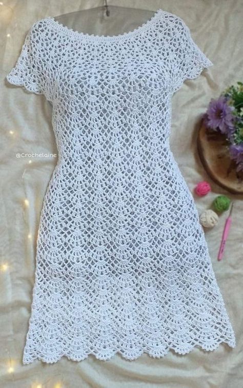 Skirt Pattern Free, Crochet Dress Pattern Free, Crochet Summer Dresses, Crocheted Dress, Baby Boy Knitting Patterns, Crochet Sweater Pattern Free, Crochet Skirts, Crochet Ladies Tops, Easy Crochet Baby