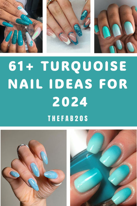 Looking for Turquoise Nails?! These Turquoise Nail ideas are stunning! If you want Turquoise Nail inspo, whether it's trendy, cute, short, long, stiletto - these Turquoise Nails are TOO good Turquoise And White Ombre Nails, Gel Nails Ideas Short Ombre, Turquoise Manicure Ideas, Tiffany Nail Color, Turquoise Nail Color, Aqua Short Nails, Nails Turquoise And White, Teal Nail Color Ideas, Acrylic Nail Designs Turquoise