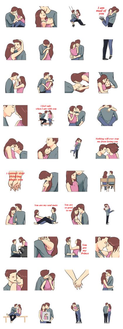 Couple Stickers Aesthetic, Lovebites Images Couples, Cute Love Cartoons Kiss, Instagram Gif Sticker Couple, Love Stickers Couple, Appu Boss, Couple Stickers, Cartoon Kiss, You Are My Love